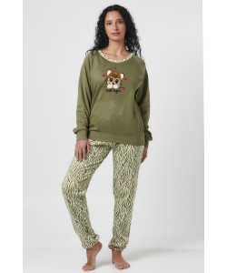 WOMAN SET PJ REGLAN WITH CUFFS "CUTE TIGER"