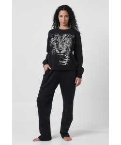 WOMAN SET HW TOTAL BLACK "LEOPARD"